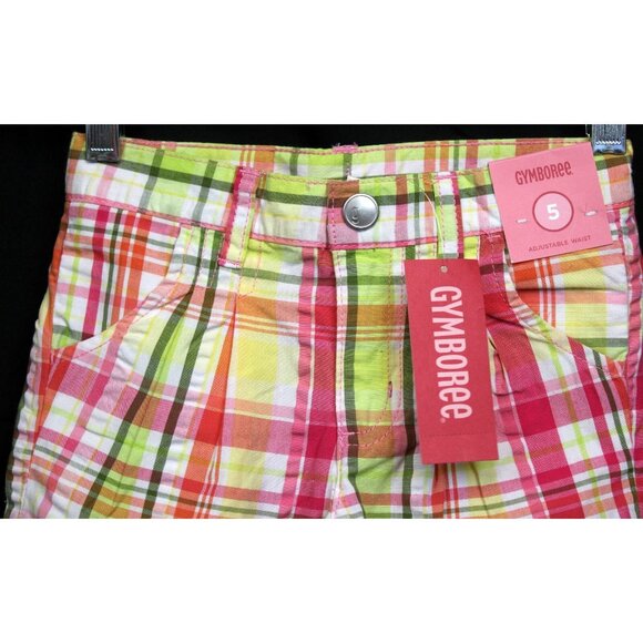 2010 Gymboree Citrus Cooler Plaid Shorts sz 5 Pink Yellow Lemon Summer Bows - Picture 2 of 8